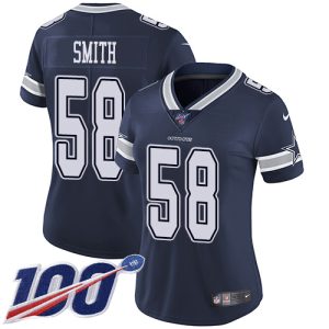 wholesale Cowboys #58 Mazi Smith Navy Blue Team Color Women's Stitched NFL 100th Season Vapor Untouchable Limited Jersey