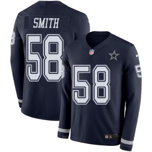 cheap Cowboys #58 Mazi Smith Navy Blue Team Color Youth Stitched NFL Limited Therma Long Sleeve Jersey