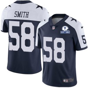 wholesale Cowboys #58 Mazi Smith Navy Blue Thanksgiving Men's Stitched With Established In 1960 Patch NFL Vapor Untouchable Limited Throwback Jersey