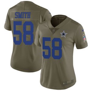 cheap Cowboys #58 Mazi Smith Olive Women's Stitched NFL Limited 2024 Salute To Service Jersey