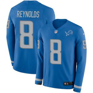 cheap Lions #8 Josh Reynolds Blue Team Color Men's Stitched NFL Limited Therma Long Sleeve Jersey