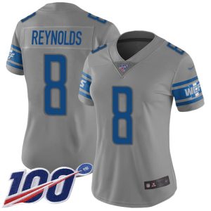 cheap Lions #8 Josh Reynolds Gray Women's Stitched NFL Limited Inverted Legend 100th Season Jersey