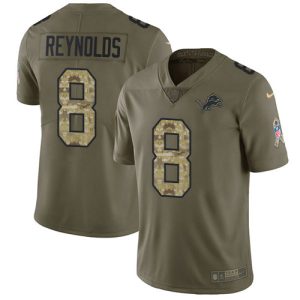 Lions #8 Josh Reynolds Olive/Camo Men's Stitched NFL Limited 2024 Salute To Service Jersey