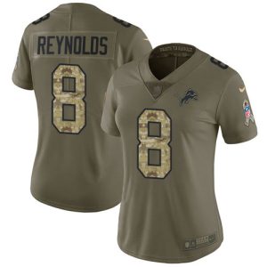 Lions #8 Josh Reynolds Olive/Camo Women's Stitched NFL Limited 2024 Salute To Service Jersey