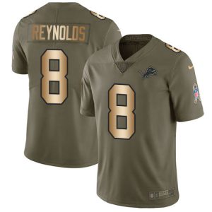 Lions #8 Josh Reynolds Olive/Gold Men's Stitched NFL Limited 2024 Salute To Service Jersey