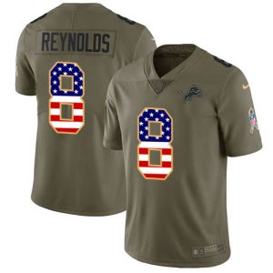 Lions #8 Josh Reynolds Olive/USA Flag Men's Stitched NFL Limited 2024 Salute To Service Jersey