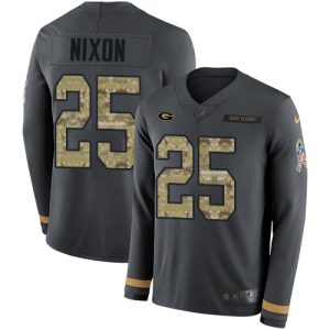 cheap Packers #25 Keisean Nixon Anthracite Salute to Service Men's Stitched NFL Limited Therma Long Sleeve Jersey