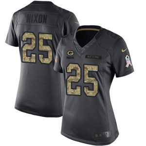 Packers #25 Keisean Nixon Black Women's Stitched NFL Limited 2024 Salute to Service Jersey