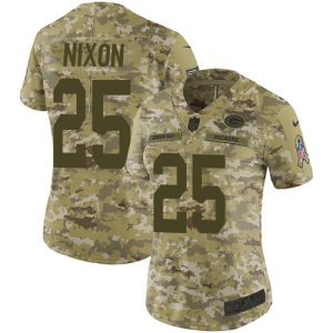 cheap Packers #25 Keisean Nixon Camo Women's Stitched NFL Limited 2024 Salute To Service Jersey