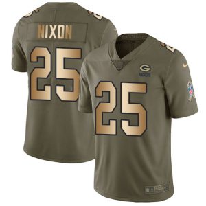 Packers #25 Keisean Nixon Olive/Gold Youth Stitched NFL Limited 2024 Salute To Service Jersey