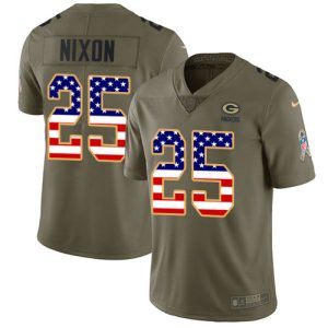 Packers #25 Keisean Nixon Olive/USA Flag Men's Stitched NFL Limited 2024 Salute To Service Jersey