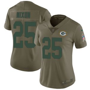 cheap Packers #25 Keisean Nixon Olive Women's Stitched NFL Limited 2024 Salute To Service Jersey