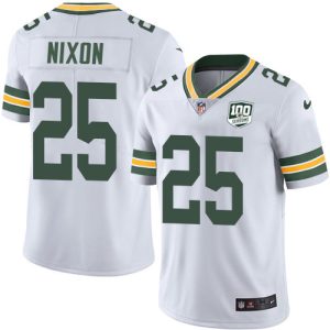 cheap Packers #25 Keisean Nixon White Men's 100th Season Stitched NFL Vapor Untouchable Limited Jersey