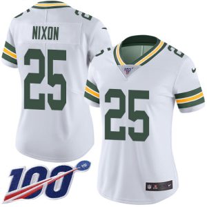 Packers #25 Keisean Nixon White Women's Stitched NFL 100th Season Vapor Untouchable Limited Jersey