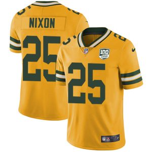 packers #25 keisean nixon yellow men's 100th season stitched nfl limited rush cheap jersey