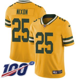 cheap Packers #25 Keisean Nixon Yellow Men's Stitched NFL Limited Rush 100th Season Jersey