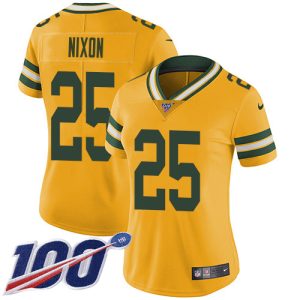 Packers #25 Keisean Nixon Yellow Women's Stitched NFL Limited Rush Jersey