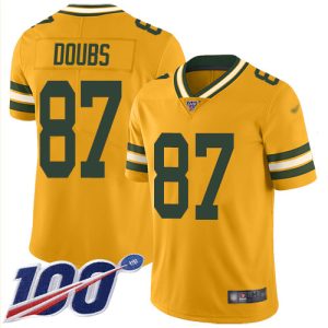 Packers #87 Romeo Doubs Gold Men's Stitched NFL Limited Inverted Legend 100th Season Jersey