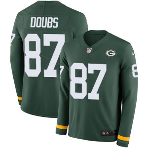 cheap Packers #87 Romeo Doubs Green Team Color Men's Stitched NFL Limited Therma Long Sleeve Jersey