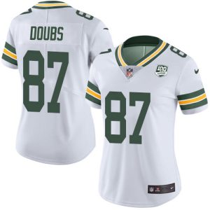 cheap Packers #87 Romeo Doubs White Women's 100th Season Stitched NFL Vapor Untouchable Limited Jersey