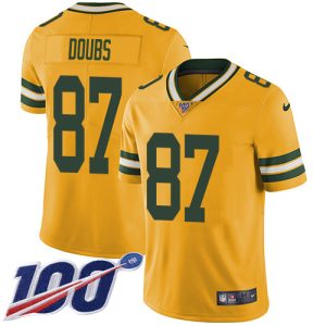 wholesale Packers #87 Romeo Doubs Yellow Youth Stitched NFL Limited Rush 100th Season Jersey