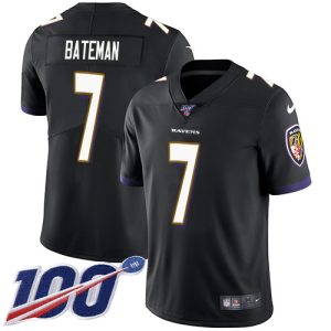 Ravens #7 Rashod Bateman Black Alternate Men's Stitched NFL 100th Season Vapor Untouchable Limited Jersey