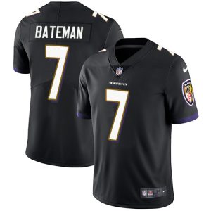 Ravens #7 Rashod Bateman Black Alternate Youth Stitched NFL Vapor Untouchable Limited Jersey