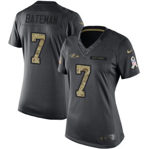 Ravens #7 Rashod Bateman Black Women's Stitched NFL Limited 2024 Salute to Service Jersey