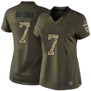 ravens #7 rashod bateman green women's stitched nfl limited 2024 salute to service wholesale jersey