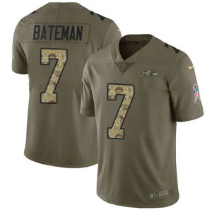 wholesale Ravens #7 Rashod Bateman Olive/Camo Men's Stitched NFL Limited 2024 Salute To Service Jersey