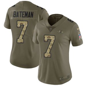 ravens #7 rashod bateman olive/camo women's stitched nfl limited 2024 salute to service wholesale jersey