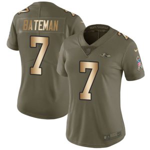 cheap Ravens #7 Rashod Bateman Olive/Gold Women's Stitched NFL Limited 2024 Salute To Service Jersey