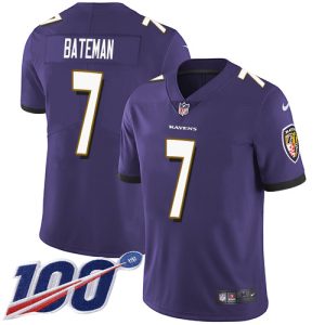 cheap Ravens #7 Rashod Bateman Purple Team Color Men's Stitched NFL 100th Season Vapor Untouchable Limited Jersey