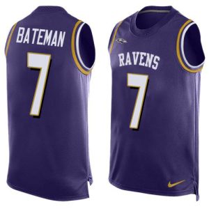 Ravens #7 Rashod Bateman Purple Team Color Men's Stitched NFL Limited Tank Top Jersey