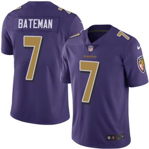 cheap Ravens #7 Rashod Bateman Purple Youth Stitched NFL Limited Rush Jersey