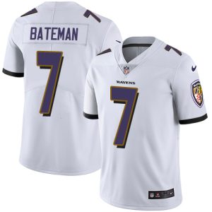 cheap Ravens #7 Rashod Bateman White Men's Stitched NFL Vapor Untouchable Limited Jersey