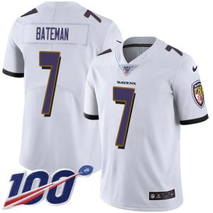 Ravens #7 Rashod Bateman White Youth Stitched NFL 100th Season Vapor Untouchable Limited Jersey