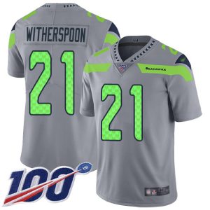 seahawks #21 devon witherspoon gray men's stitched nfl limited inverted legend 100th season wholesale jersey