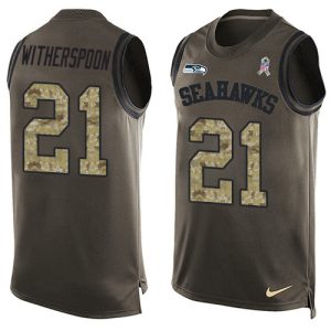 Seahawks #21 Devon Witherspoon Green Men's Stitched NFL Limited Salute To Service Tank Top Jersey