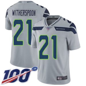 seahawks #21 devon witherspoon grey alternate men's stitched nfl 100th season vapor untouchable limited cheap jersey