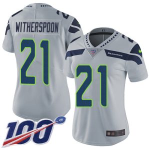 Seahawks #21 Devon Witherspoon Grey Alternate Women's Stitched NFL 100th Season Vapor Untouchable Limited Jersey