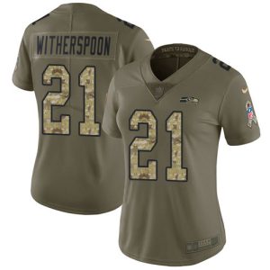 Seahawks #21 Devon Witherspoon Olive/Camo Women's Stitched NFL Limited 2024 Salute To Service Jersey