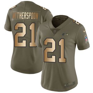 cheap Seahawks #21 Devon Witherspoon Olive/Gold Women's Stitched NFL Limited 2024 Salute To Service Jersey