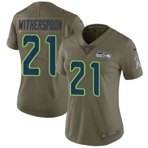 Seahawks #21 Devon Witherspoon Olive Women's Stitched NFL Limited 2024 Salute To Service Jersey