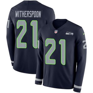 cheap Seahawks #21 Devon Witherspoon Steel Blue Team Color Men's Stitched NFL Limited Therma Long Sleeve Jersey