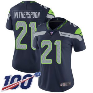 seahawks #21 devon witherspoon steel blue team color women's stitched nfl 100th season vapor untouchable limited wholesale jersey