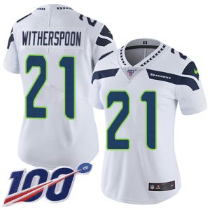 wholesale Seahawks #21 Devon Witherspoon White Women's Stitched NFL 100th Season Vapor Limited Jersey