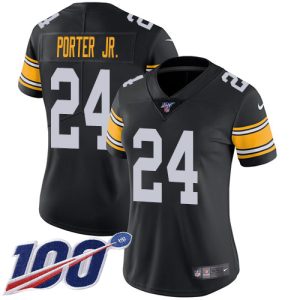 Steelers #24 Joey Porter Jr. Black Alternate Women's Stitched NFL 100th Season Vapor Limited Jersey