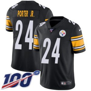 cheap Steelers #24 Joey Porter Jr. Black Team Color Youth Stitched NFL 100th Season Vapor Limited Jersey