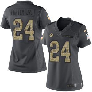 cheap Steelers #24 Joey Porter Jr. Black Women's Stitched NFL Limited 2024 Salute to Service Jersey